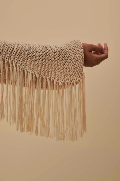  SAND STRIPES FRINGES KNIT CARDIGAN