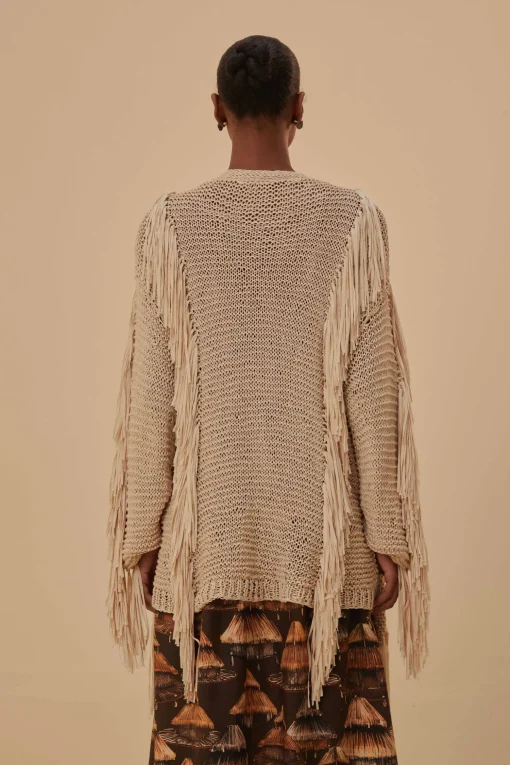  SAND STRIPES FRINGES KNIT CARDIGAN