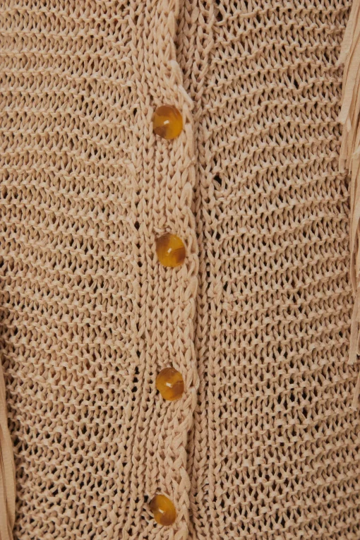  SAND STRIPES FRINGES KNIT CARDIGAN