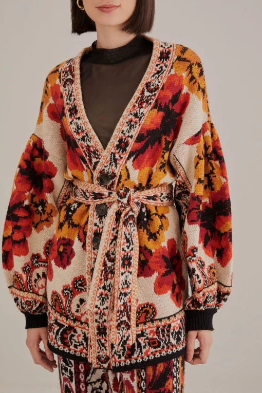  SAND WINTER TAPESTRY KNIT CARDIGAN