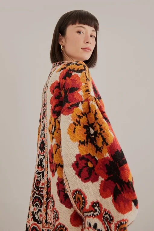 SAND WINTER TAPESTRY KNIT CARDIGAN