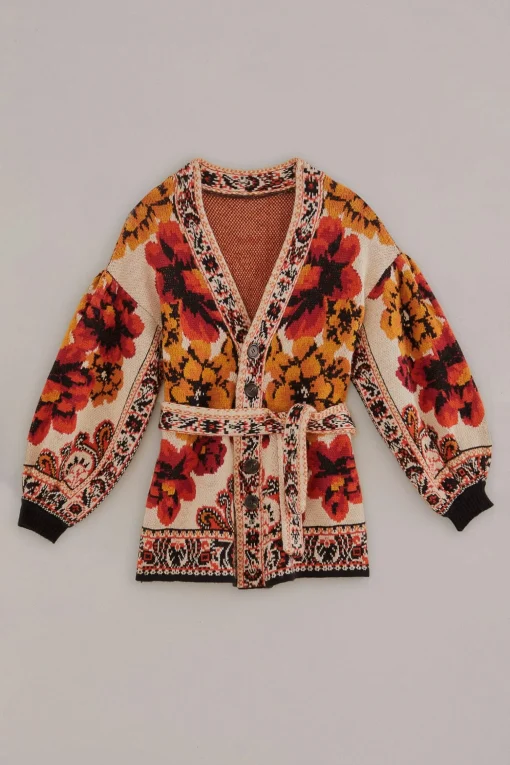  SAND WINTER TAPESTRY KNIT CARDIGAN