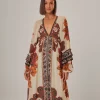  SAND WINTER TAPESTRY V NECK MAXI DRESS