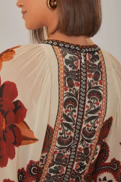  SAND WINTER TAPESTRY V NECK MAXI DRESS
