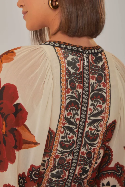  SAND WINTER TAPESTRY V NECK MAXI DRESS