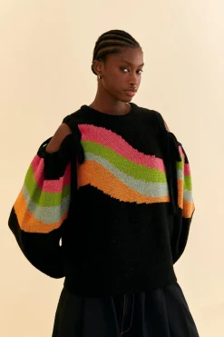  SHOULDER CUT OUTS KNIT SWEATER