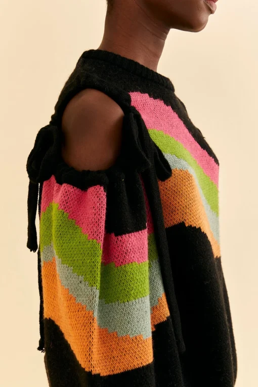  SHOULDER CUT OUTS KNIT SWEATER