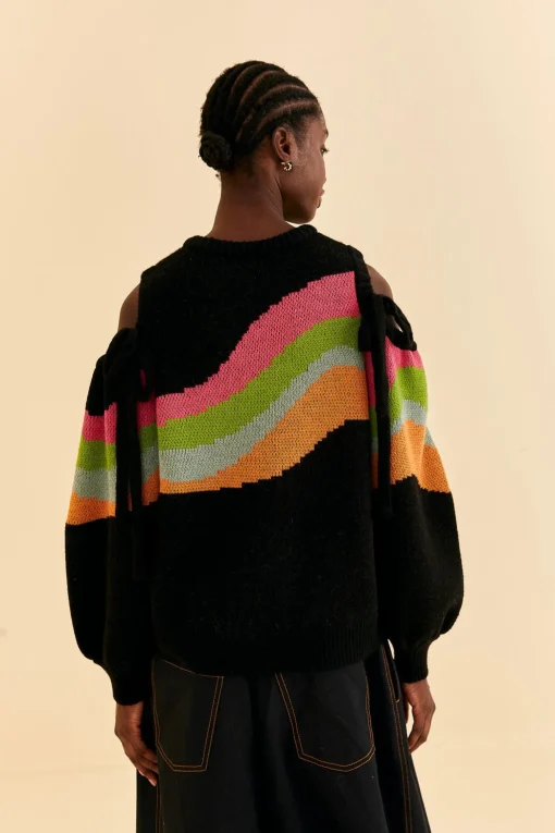  SHOULDER CUT OUTS KNIT SWEATER