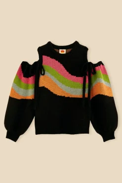  SHOULDER CUT OUTS KNIT SWEATER