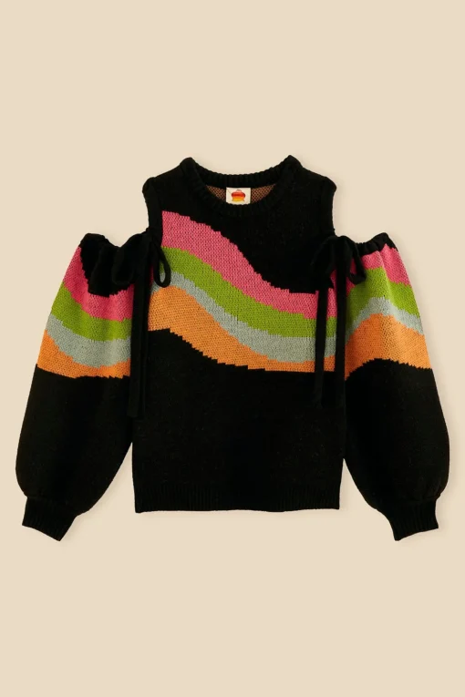  SHOULDER CUT OUTS KNIT SWEATER