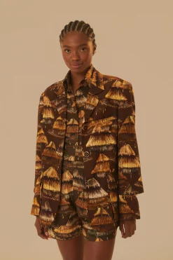  SHUHU BROWN CUT OUT BLAZER