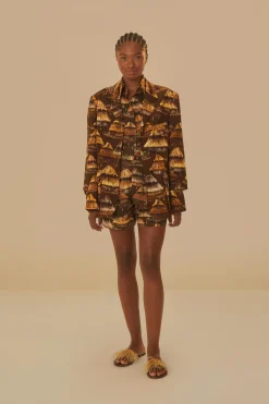  SHUHU BROWN CUT OUT BLAZER