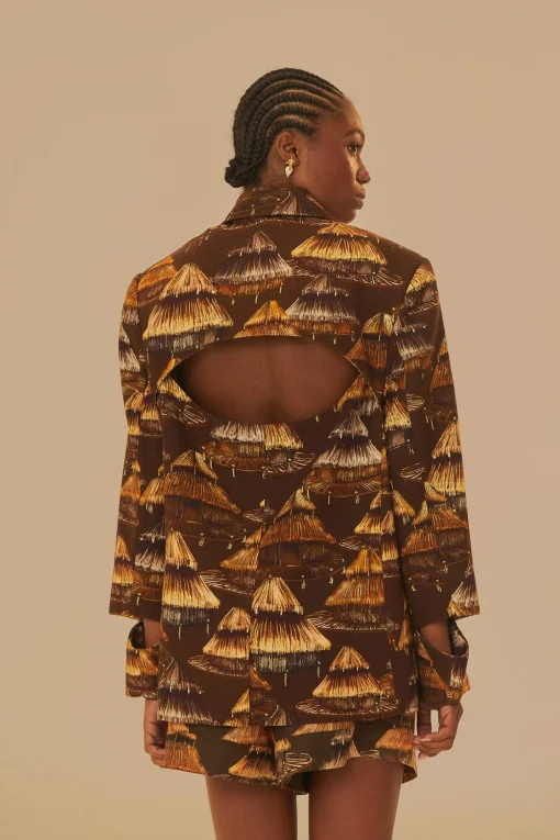  SHUHU BROWN CUT OUT BLAZER