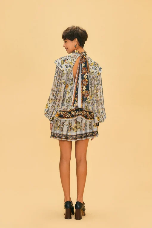  SILVER FLORAL TAPESTRY LONG SLEEVE BLOUSE