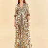  SILVER FLORAL TAPESTRY MAXI DRESS