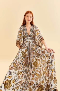  SILVER FLORAL TAPESTRY MAXI DRESS