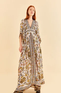  SILVER FLORAL TAPESTRY MAXI DRESS