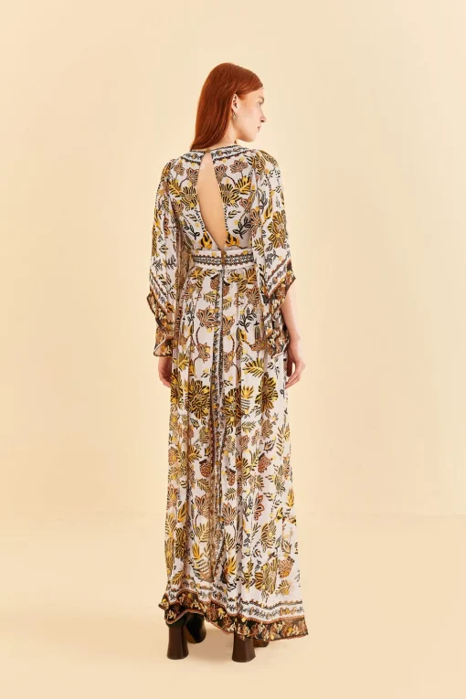  SILVER FLORAL TAPESTRY MAXI DRESS
