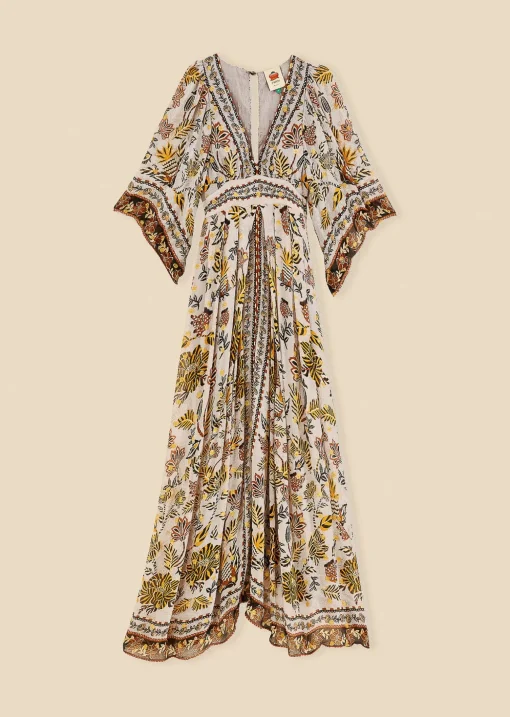  SILVER FLORAL TAPESTRY MAXI DRESS
