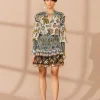  SILVER FLORAL TAPESTRY MINI DRESS