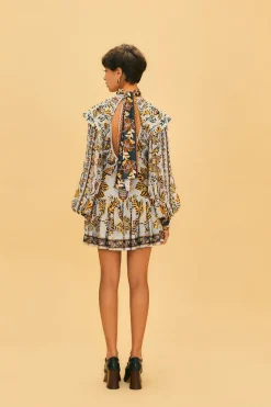  SILVER FLORAL TAPESTRY MINI SKIRT