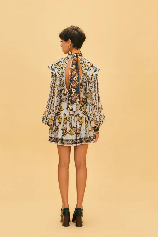  SILVER FLORAL TAPESTRY MINI SKIRT