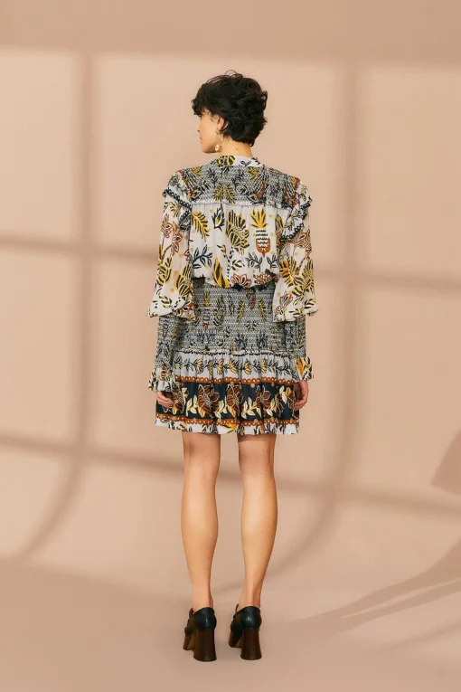  SILVER FLORAL TAPESTRY MINI DRESS
