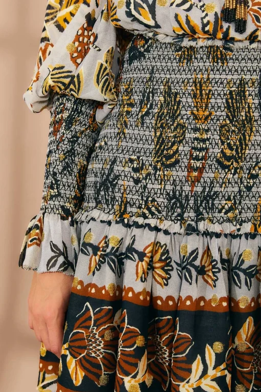  SILVER FLORAL TAPESTRY MINI DRESS