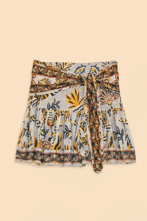  SILVER FLORAL TAPESTRY MINI SKIRT