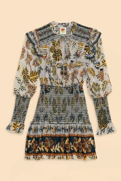 SILVER FLORAL TAPESTRY MINI DRESS