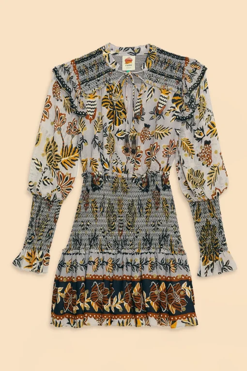  SILVER FLORAL TAPESTRY MINI DRESS