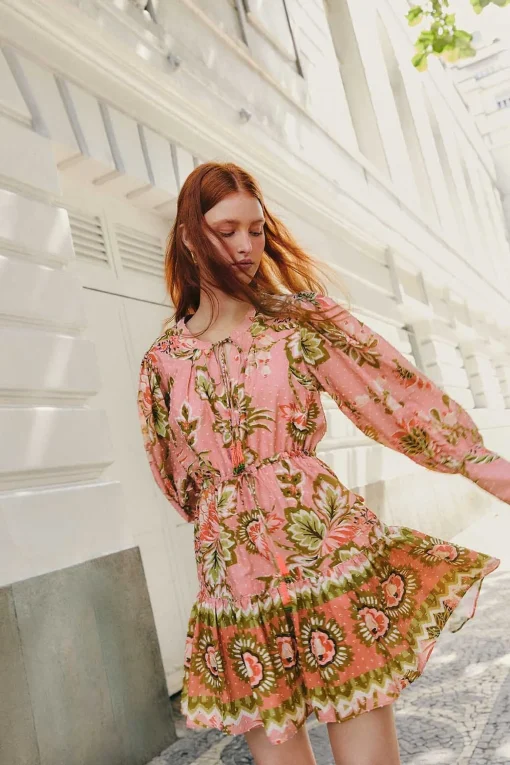  SOFT PINK AURA FLORAL MINI DRESS