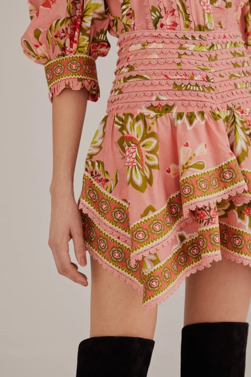  SOFT PINK AURA FLORAL MINI SKIRT