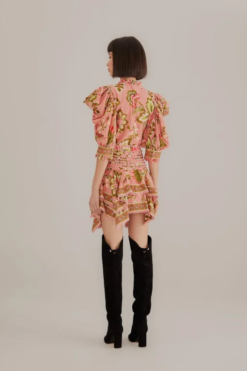  SOFT PINK AURA FLORAL MINI SKIRT