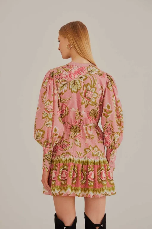  SOFT PINK AURA FLORAL MINI DRESS