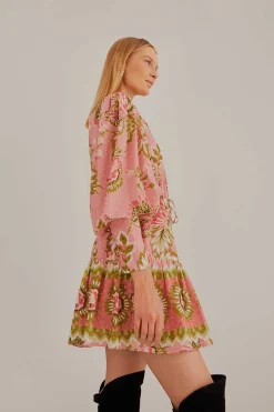  SOFT PINK AURA FLORAL MINI DRESS