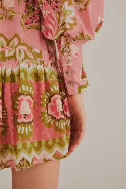  SOFT PINK AURA FLORAL MINI DRESS