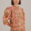  SOFT PINK AURA FLORAL SHORT SLEEVE BLOUSE