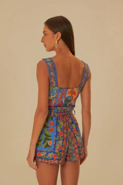  STICHED GARDEN BLUE ROMPER