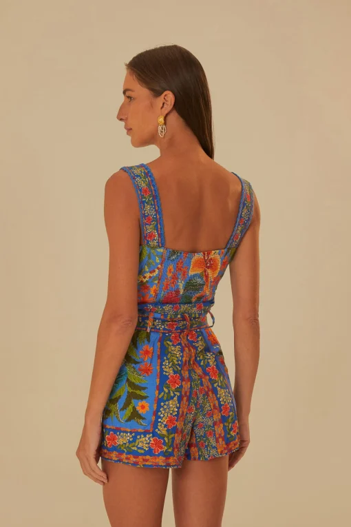  STICHED GARDEN BLUE ROMPER