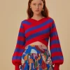  STRIPES WRAP KNIT SWEATER