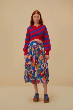  STRIPES WRAP KNIT SWEATER