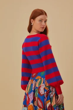  STRIPES WRAP KNIT SWEATER