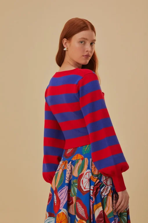  STRIPES WRAP KNIT SWEATER