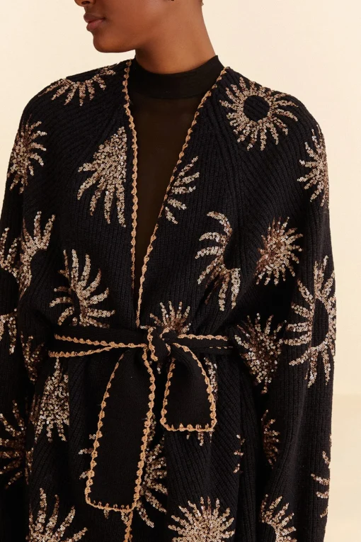  SUN SEQUIN EMBROIDERED KNIT CARDIGAN