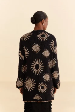  SUN SEQUIN EMBROIDERED KNIT CARDIGAN