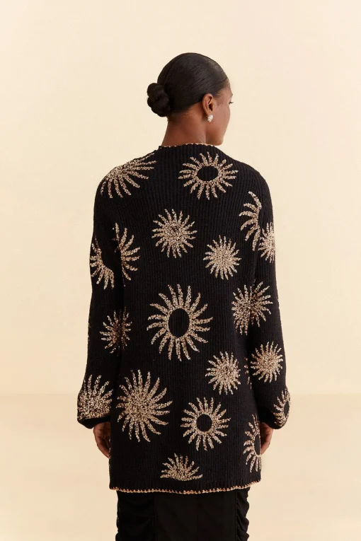  SUN SEQUIN EMBROIDERED KNIT CARDIGAN