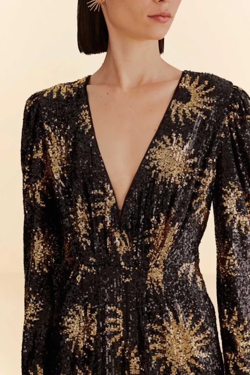  SUNNY MOOD SEQUIN V NECK JUMPSUIT