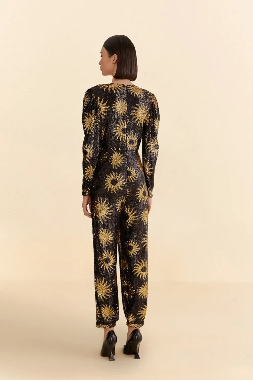  SUNNY MOOD SEQUIN V NECK JUMPSUIT