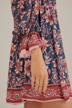  TEAL AINIKA CHARM LONG SLEEVE MINI DRESS